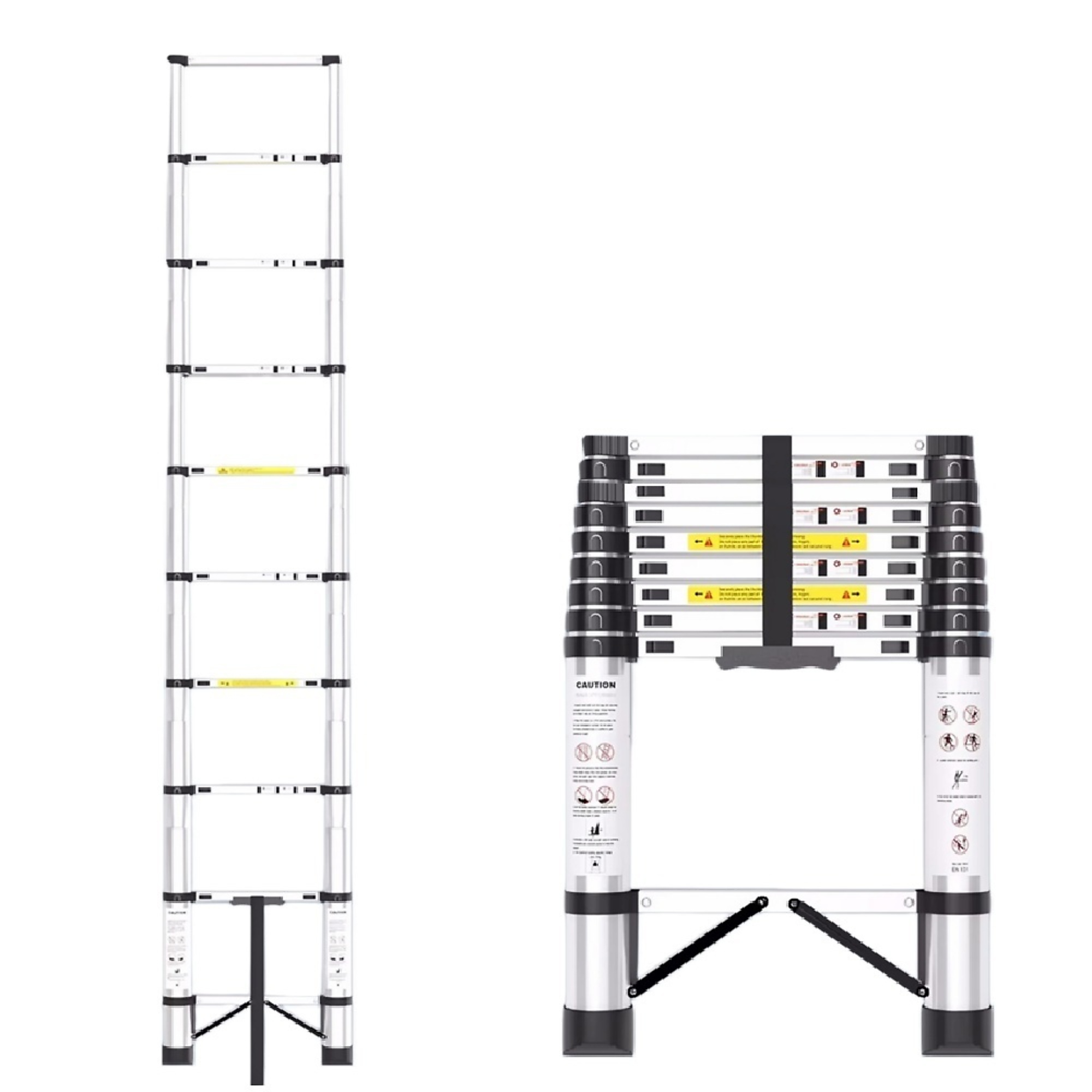12.8 Ft. Telescoping Extension Ladders with Anti-Slip Feet and Automatic Locking